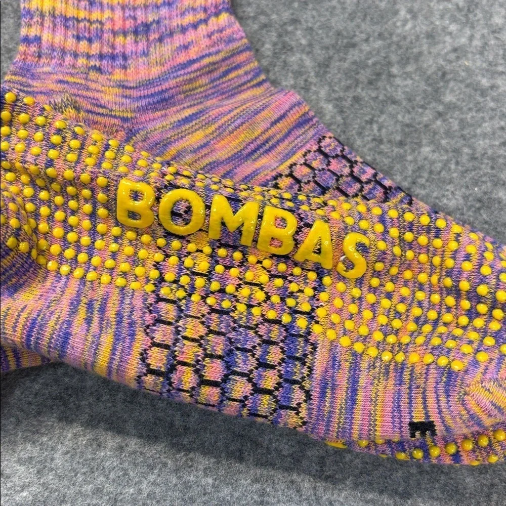 Bombas Grippers Space Dye Calf pink purple yellow marble Socks Med